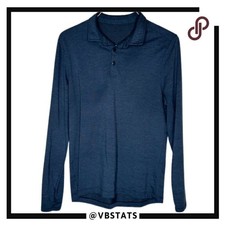 Lululemon Pacific Heather Blue Long Sleeve Athleisure Polo in Size Medium