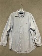 Ralph Lauren Men  s Yarmouth Shirt Size 16.5 34/35 Blue Button up Long sleeve