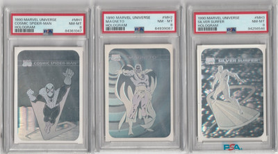1990 Marvel Universe Hologram 5 Card PSA 8 Set - Spider-Man Wolverine Magneto