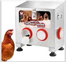25 lbs 4-Port Galvanized Chicken Feeder No Waste with Locking Lid Riveted...