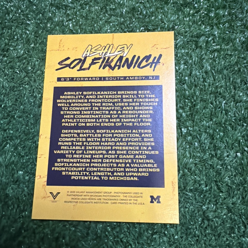 2025-26 Valiant Michigan Basketball Ashley Sofilkanich Maize Rage ...