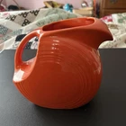 Fiesta Original Red Water Pitcher Glossy Pottery with Handle Solid Round Shape