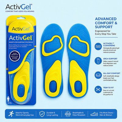 NEU SCHOLL GEL ACTIV ALLTAG STOSSDÄMPFENDE EINLEGESOHLEN FÜR MÄNNER (UK 8 13) & FRAUEN