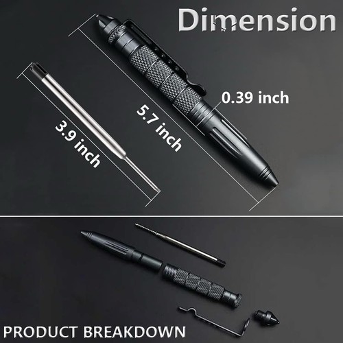 1 pcs Tactical Pen Aluminum Self Defense with Glass Breaker Pen Write Black Pen - Bild 2 von 8