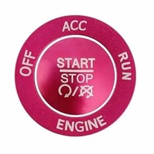 Push Start Stop Button Cover Trim, Aluminum Alloy, Pink Color: Pink