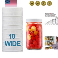 10 Pack] WIDE Mouth Mason Jar Lids for Ball, Kerr and More - White Plastic St...