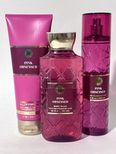 Bath  Body Works Pink Obsessed 3 pc Set Body Cream Wash Mist New Sealed BBW