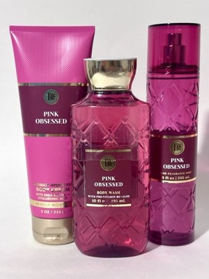 Bath & Body Works Pink Obsessed 3 pc Set Body Cream Wash Mist New Sealed BBW