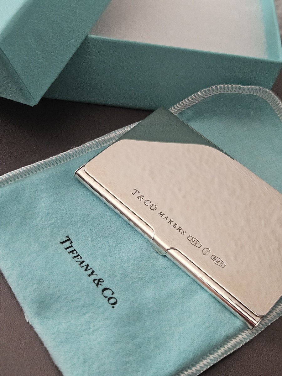 ✨新品未使用／ Tiffany & Co. ／シルバー レザー ケース／円形✨ Tiffany & Co. Sterling Silver 92 X 55 MM Business Card Case