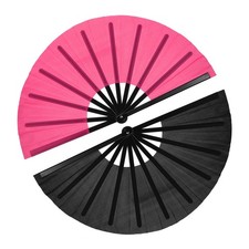 Large Folding Fans for Line Dancing,2Pcs 12.6" Rose Black/Black