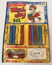 Vintage Dime Store Toy Play Tiny Teen Wash Day Set Clothes Pins Lifebuoy Soap