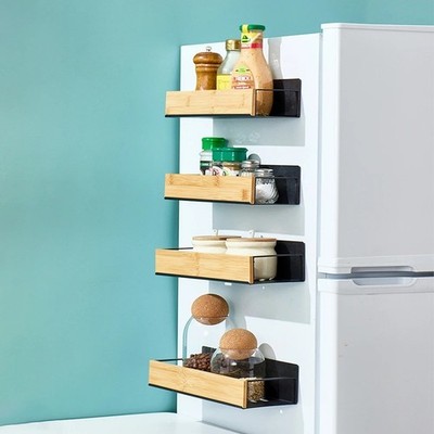 Magnetic Fridge Storage Shelf Spice Rack Space Saving for Side of Refrigerator