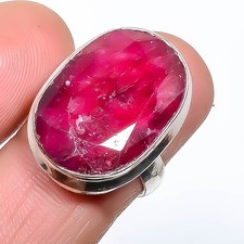 Ruby Gemstone Band Ring Size 925 Sterling Silver