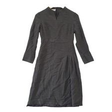 Vintage 90s Alamode Gray Long Sleeve Midi Dress Timeless Classic Minimalist