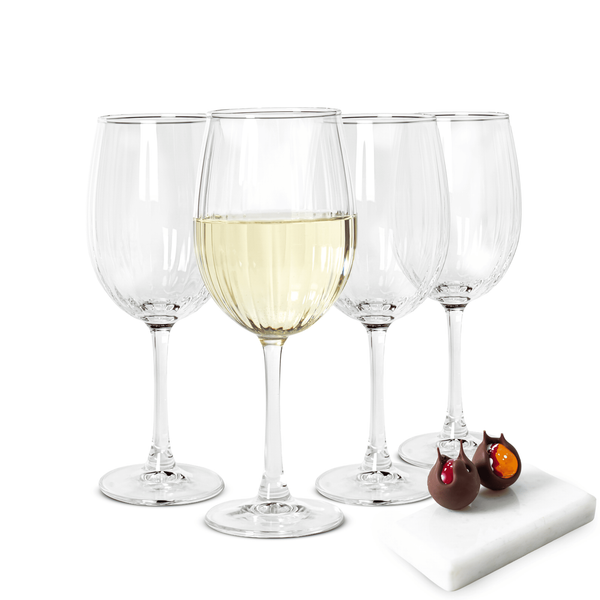 4Er Set WeingläSer 460Ml Geriffelt RotweingläSer WeißWeingläSer Glas GläSer-image