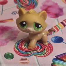 Littlest Pet Shop Authentic LPS #110 Bonbon Shorthair Orange Cat Kitty Green Eye