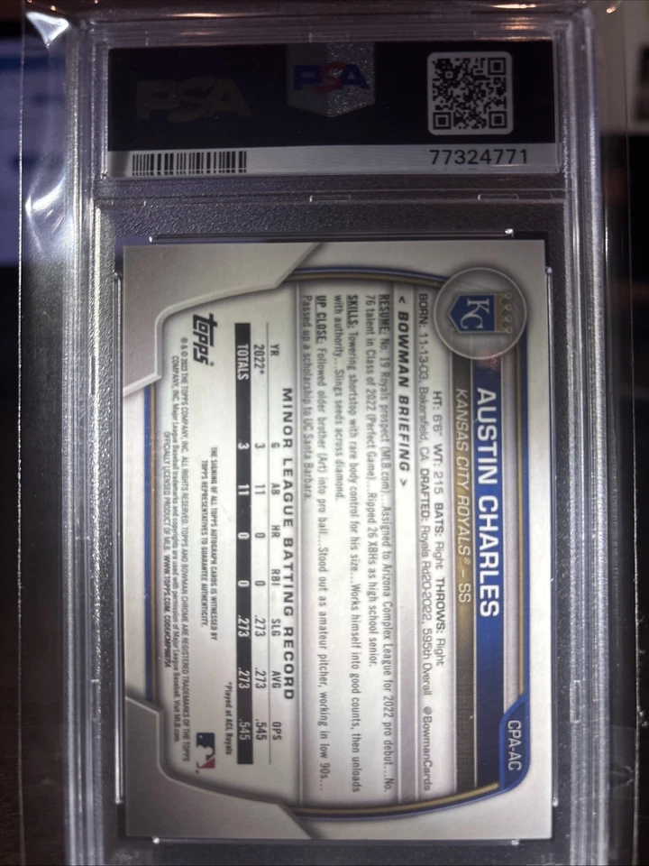 2023 Bowman Austin Charles Gold Shimmer Auto /50 PSA 10 - Image 2 of 2