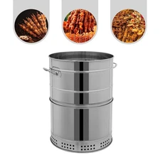 Large Portable Charcoal Grills, Stainless Steel BBQ Grill Barrel, Barbecue Grill