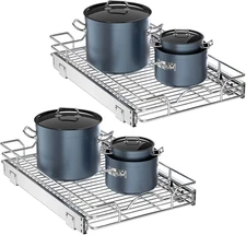 Pull Out Cabinet Organizer 2 Pack (15" W X 21" D), Pull Out Shelves 1 Tier, Cabi