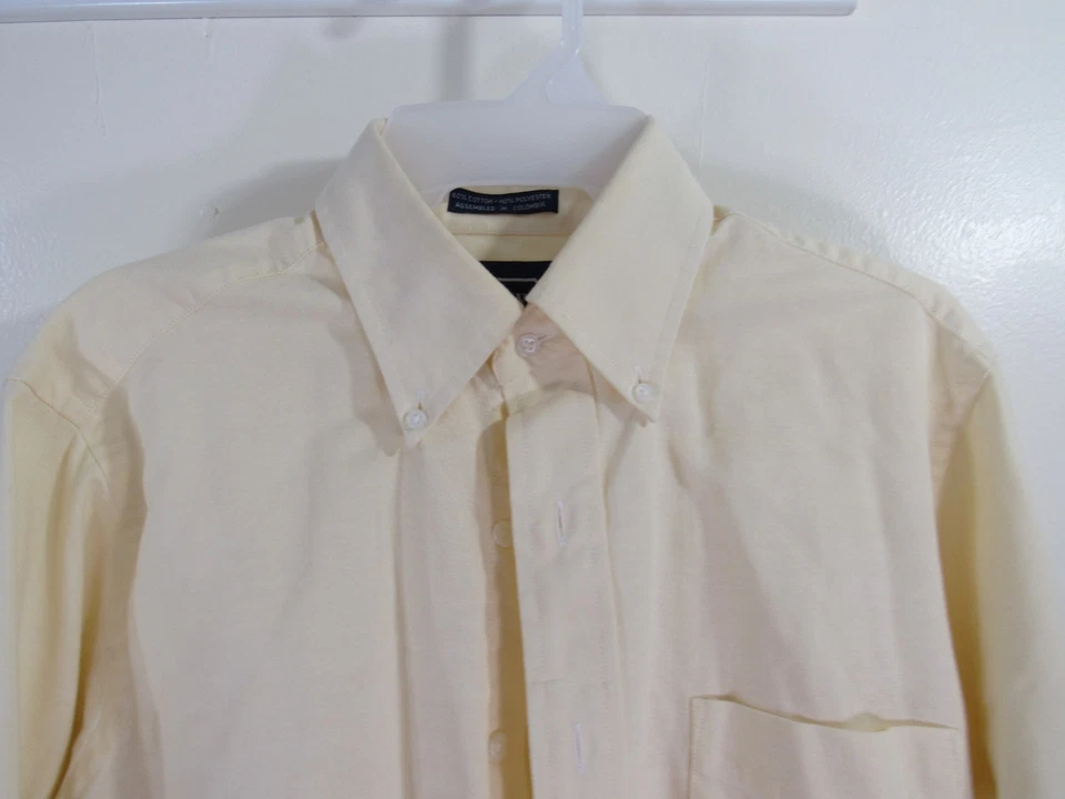 Arrow Dress Shirt Size 15.5 35 Yellow Button Front Long Sleeve Pocket - Image 4 of 4