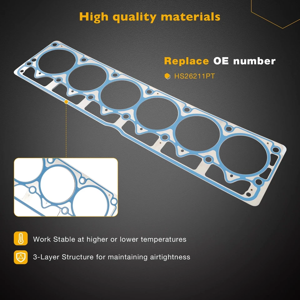VS50458R 4.0L Engine Cylinder Head Gasket Set Fit 1999-06 Jeep Wrangler Cherokee - Изображение 3 из 4