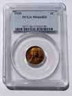 1939-P Lincoln Wheat Cent, PCGS Graded MS66 RD, Gem "Wheatie"