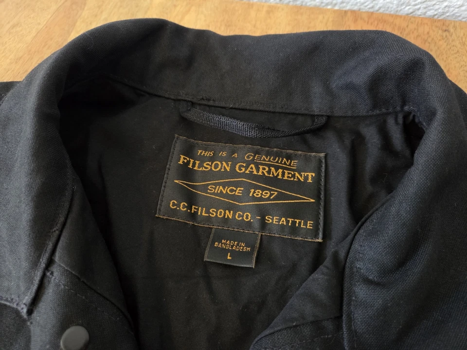 Filson Tin Cloth Short Lined Cruiser Jacket | Large | Black | MSRP $359 - Image 3 of 4
