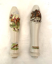 2x Vintage beer pump handle, with a fox hunting design man cave home bar 22.5cm