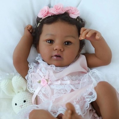 18 Zoll lebensechte Reborn Puppe Abigail dunkler Hautton Soft Touch Kuschelkörper Puppe w