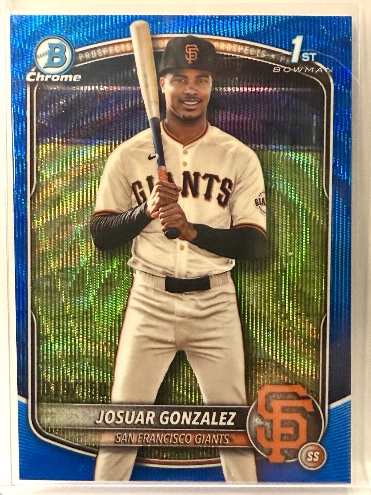 JOSUAR GONZALEZ 2025 BOWMAN CHROME 1ST BLUE WAVE GIANTS /150