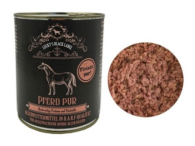 Lucky's Black Label Pferd Pur 800 g reines Pferdefleisch I Nassfutter für Hunde