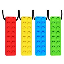 Chew Necklace, Sensory Necklace 4 Count Pack of 1 , Blue,Green,Red