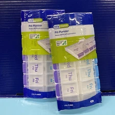 2X Weekly Pill Planner Organizer XL Easy Use AM/PM with Push Button 7 Days