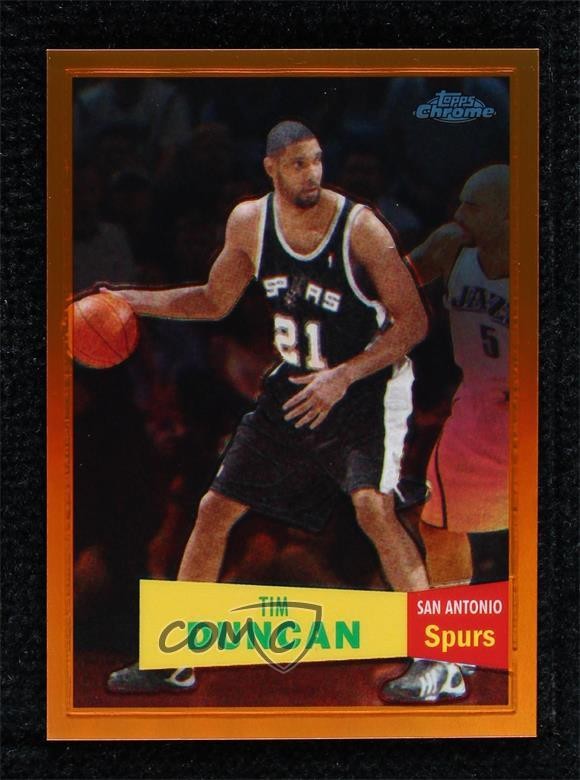 2007 Topps Chrome 1957-58 Variations Orange Refractor 45/199 Tim Duncan HOF 00ws