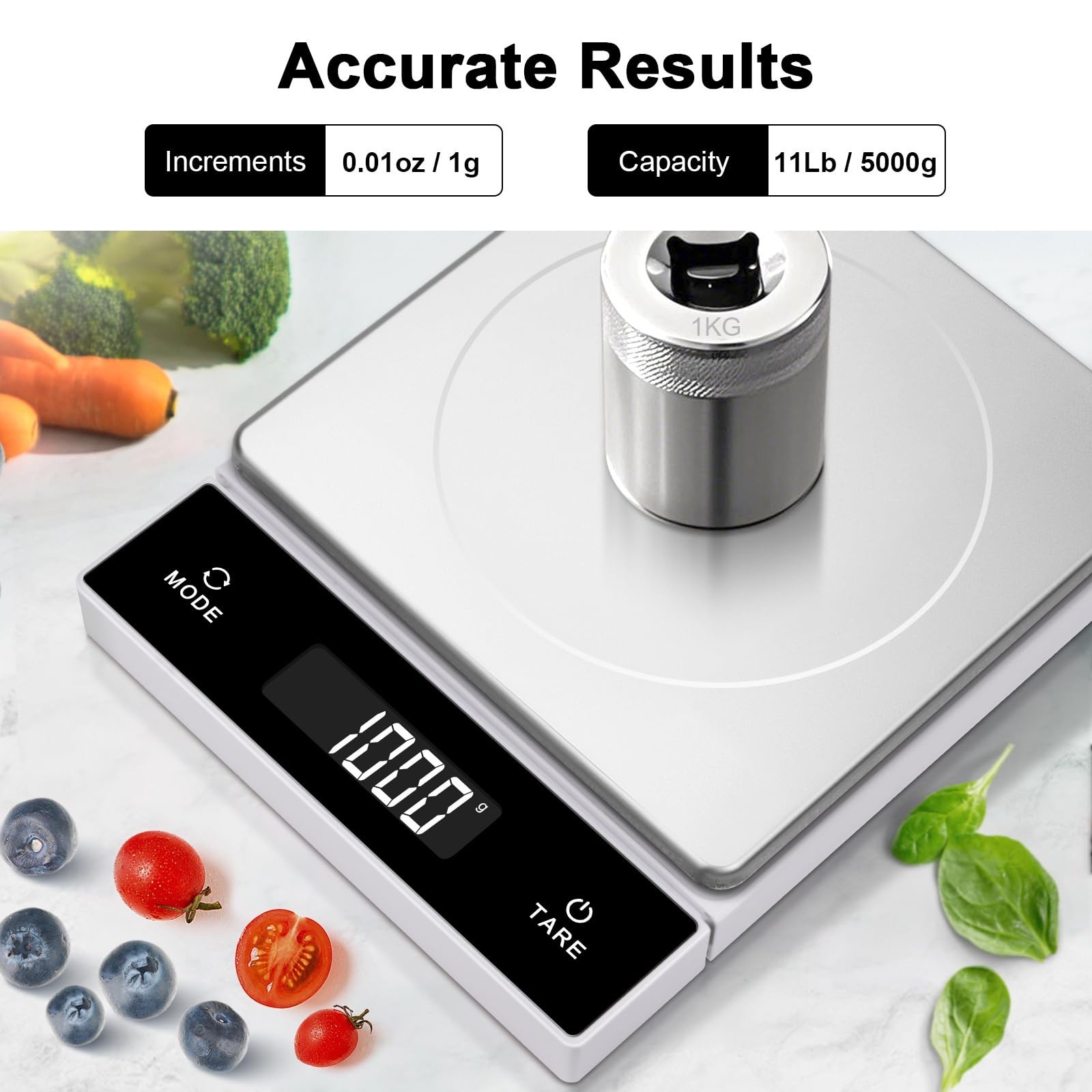 Kitchen Scal THINKSCALE 11lb/5kg Digital Kitchen Scale, 1g/0.01oz Pull-Out Display ...