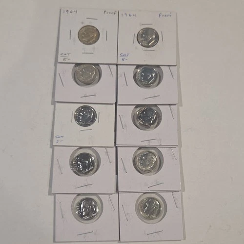 [Lot of 10] 1960-1964 Proof 90% Silver Roosevelt Dime Uncirculated 10C