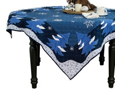 Snowflakes Quilted Accent Accent Cotton Table Topper, 54 x 54 in. 54 x 54 Blue