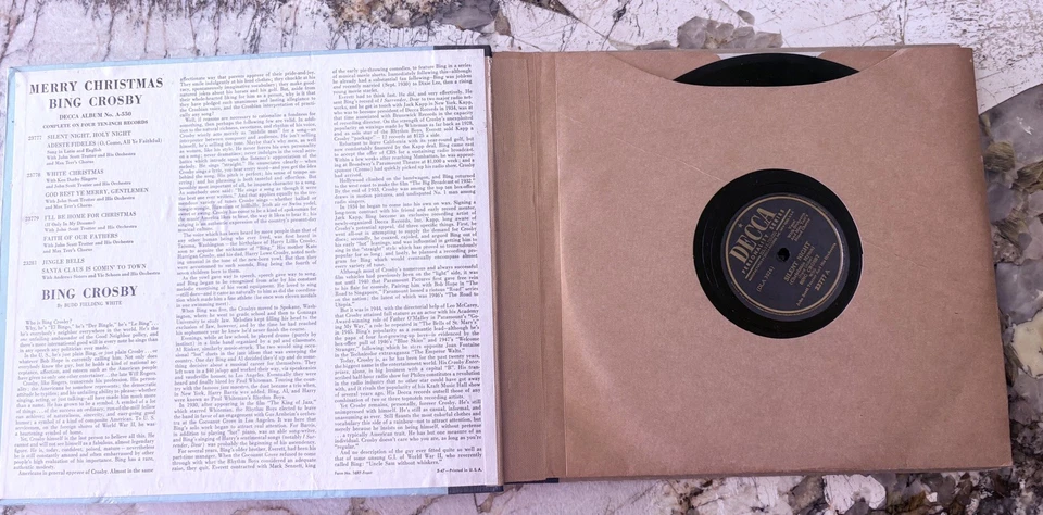 Rare 1945 Bing Crosby Merry Christmas Vinyl Decca Records Excellent Condition - Image 3 of 4