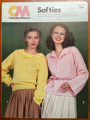 Vintage 1979 Columbia-Minerva Softies Sweaters Knit & Crochet Pattern Booklet