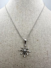 Platinum Over 925 sterling silver snowflake Pendant Necklace 16  