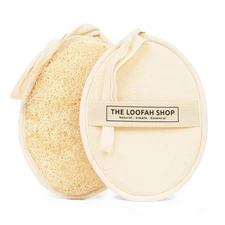 4 PCS 7x5.25 inch Exfoliating Loofah Sponge with Cotton Pouch Body Scrubber