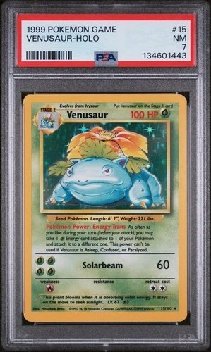 Venusaur 15/102 PSA 7 NM - Holo Rare - Base Set Unlimited