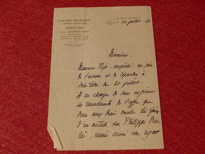 Signierter Brief Autogramm Maurice Tissier De Mallérais 1924 Action Française