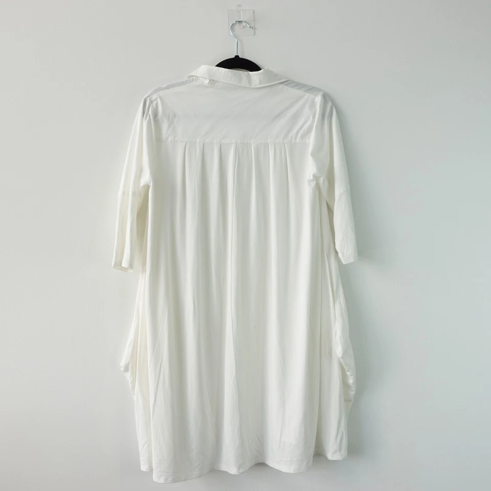 Stella Carakasi рубашка платье XS белый туника на пуговицах значок органический хлопок свободного - Изображение 2 из 4