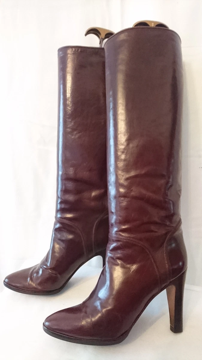 Bottes top bordeaux cuir