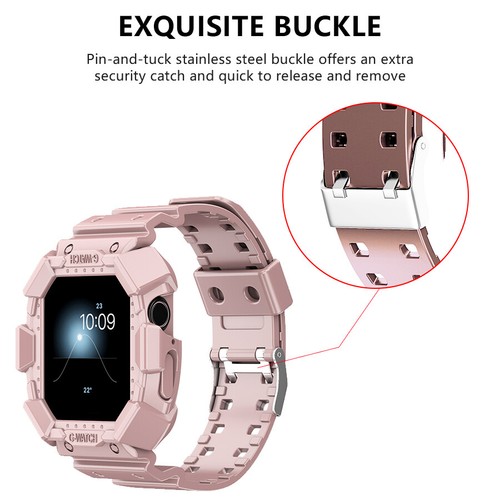 Designed for Apple Watch Series 9/8/7/6/5/4/3/2/Se,Rugged Case with Strap Bands - Picture 27 of 31