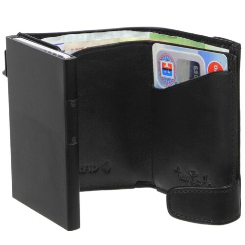 Rfid Women Men Card Holder Carbon Aluminum Leather Tony Perotti Wallet Purse - Picture 7 of 9