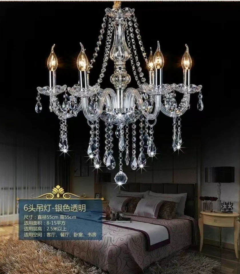 Luxury Crystal Chandelier Lighting Candle Pendant Light Living Room Ceiling Lamp - Image 4 of 4