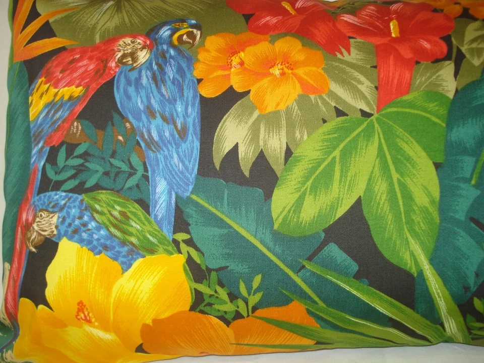 Funda Almohada Decorativa Tropical Floral y Loros Acento Lumbar 12"x18" Foto 3 de 4