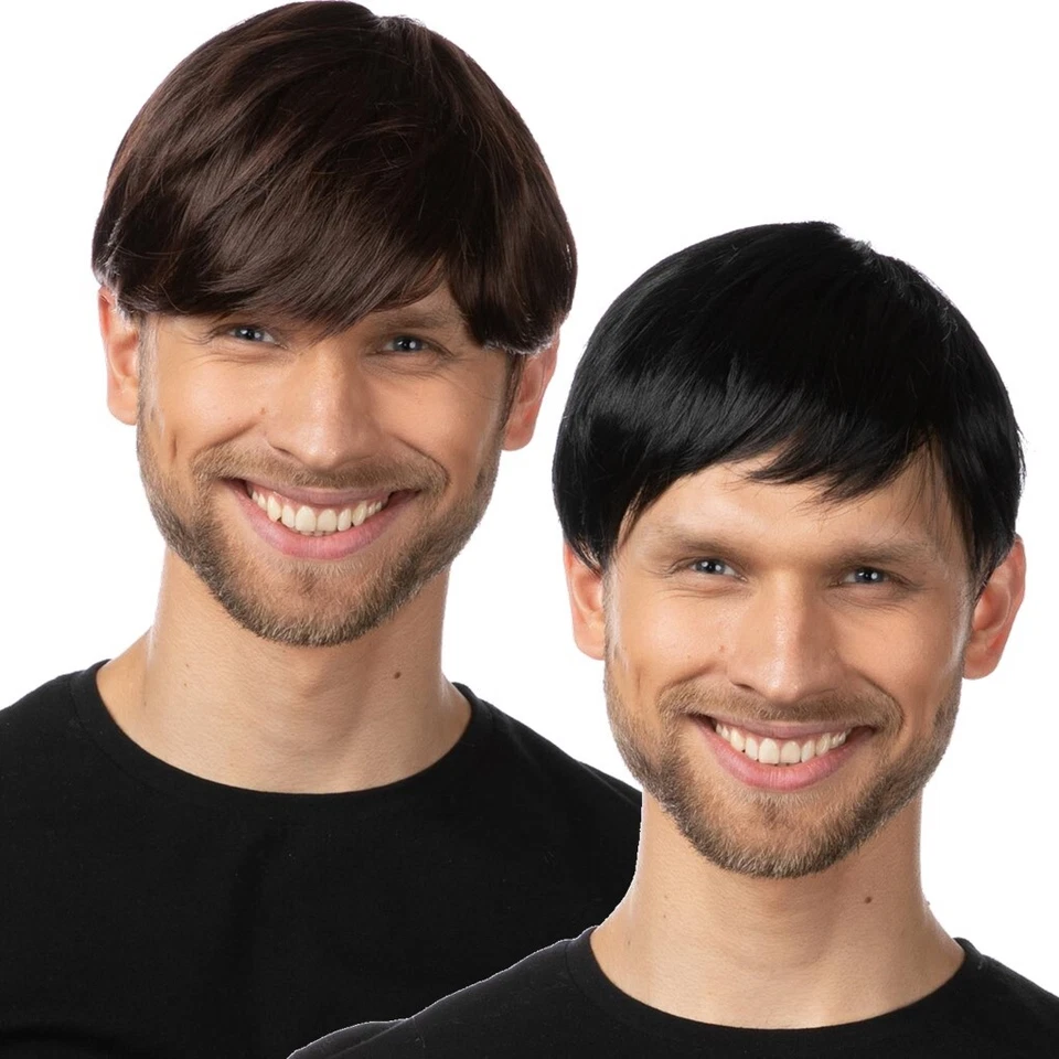 STYLEX PARTY Natürliche Herren Perücke braune Haare schwarz Boyband Cosplay Kostüm Kostüm Party